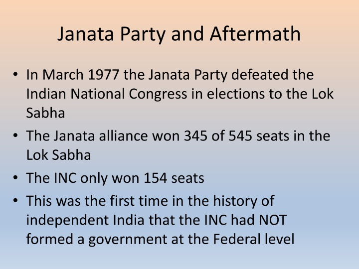 janata party and aftermath