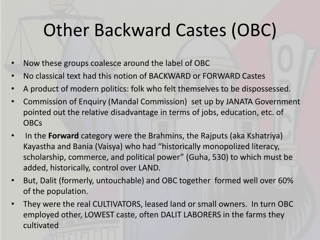 other backward castes obc