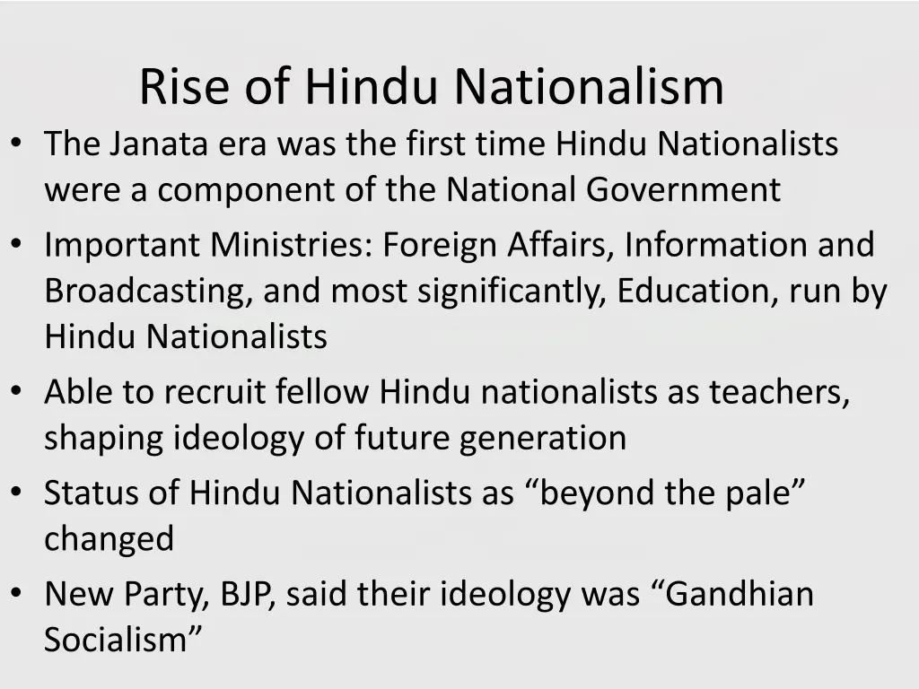 rise of hindu nationalism the janata