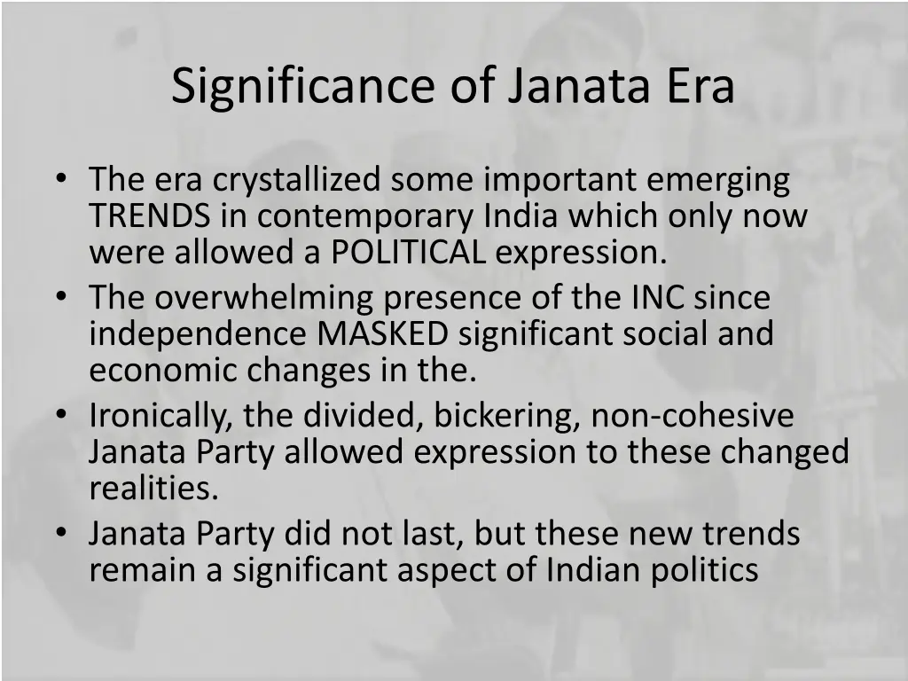 significance of janata era