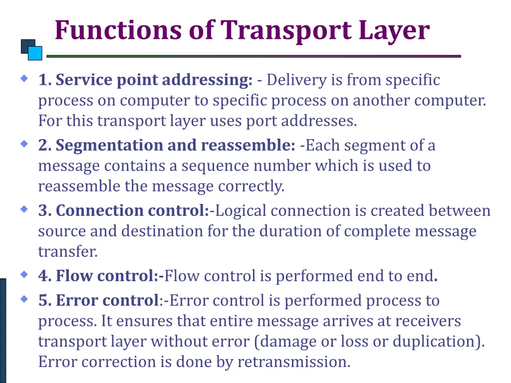 functions of transport layer