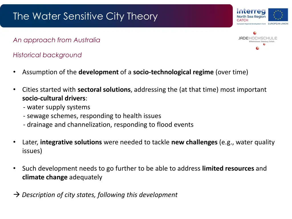 the water sensitive city theory