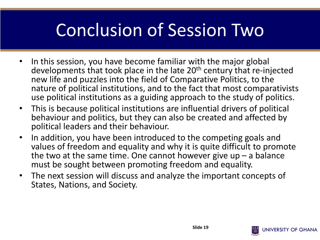 conclusion of session two