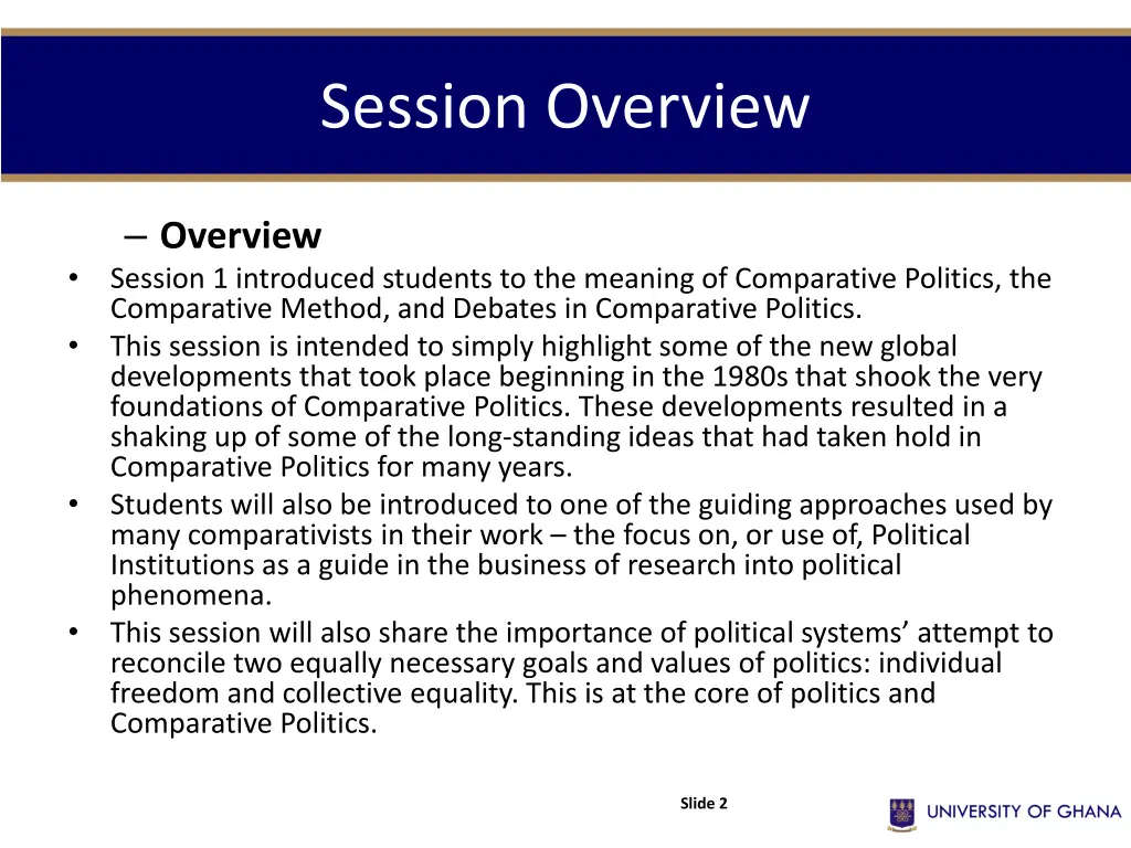 session overview