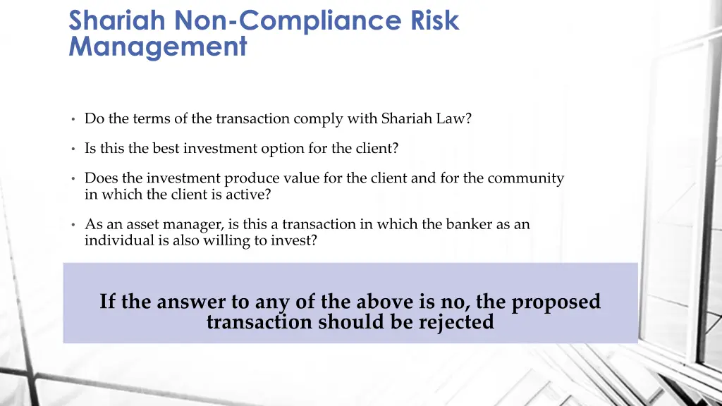 shariah non compliance risk management