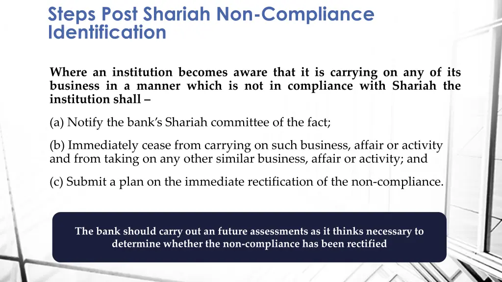 steps post shariah non compliance identification