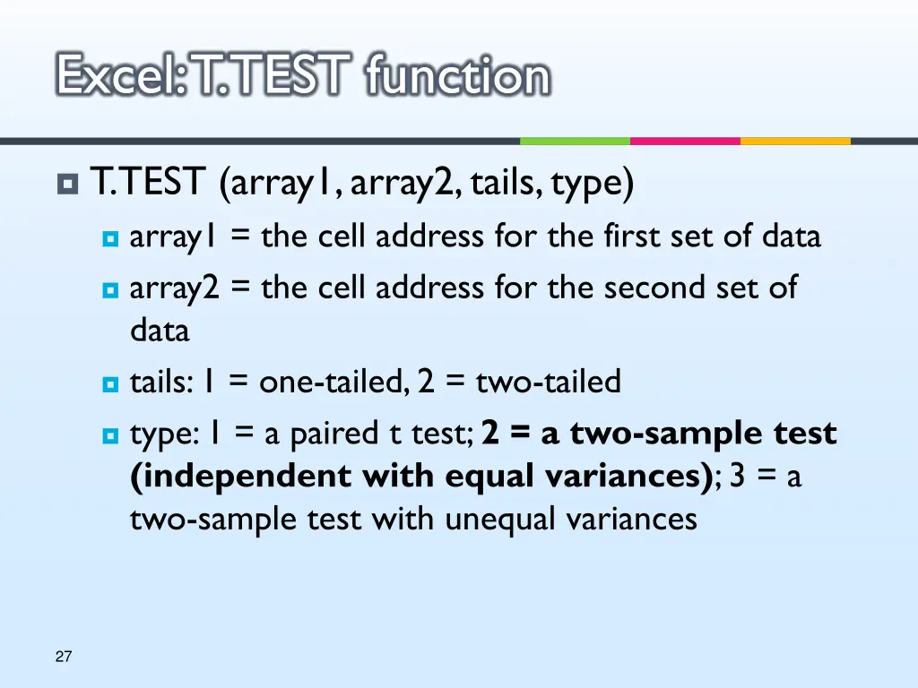 excel t test function