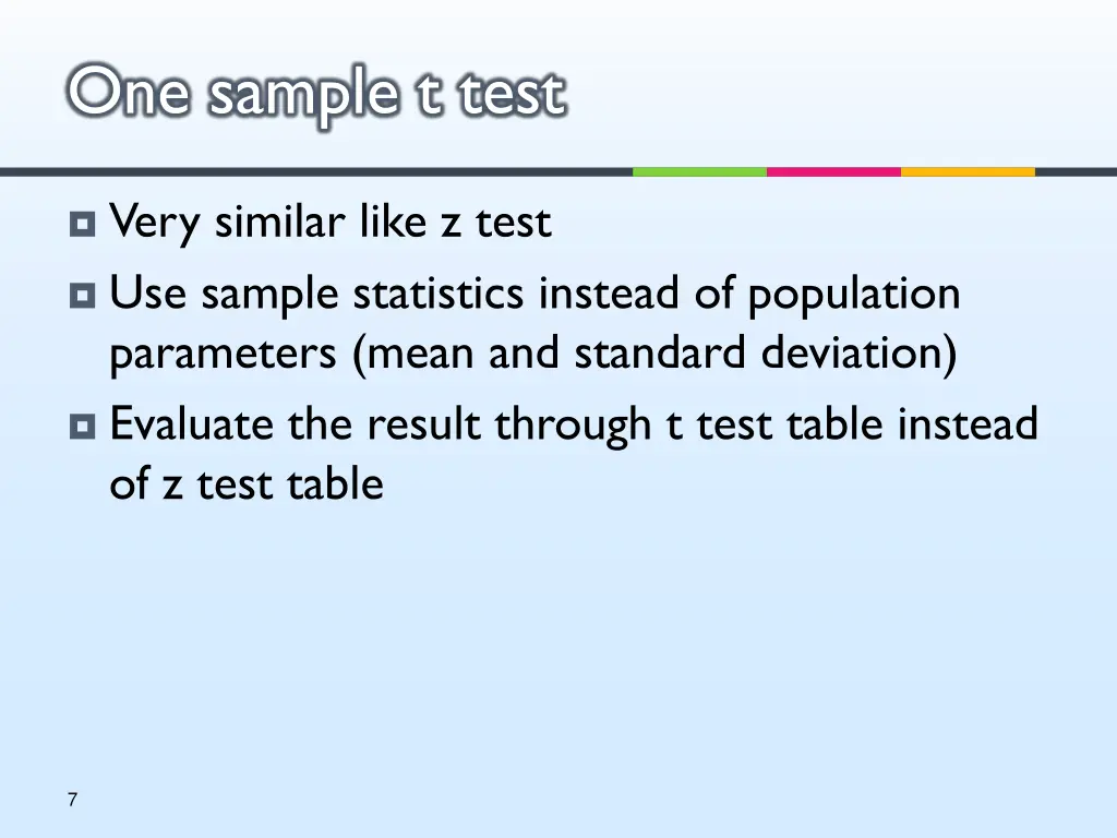 one sample t test