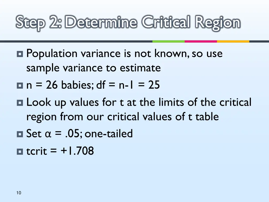 step 2 determine critical region