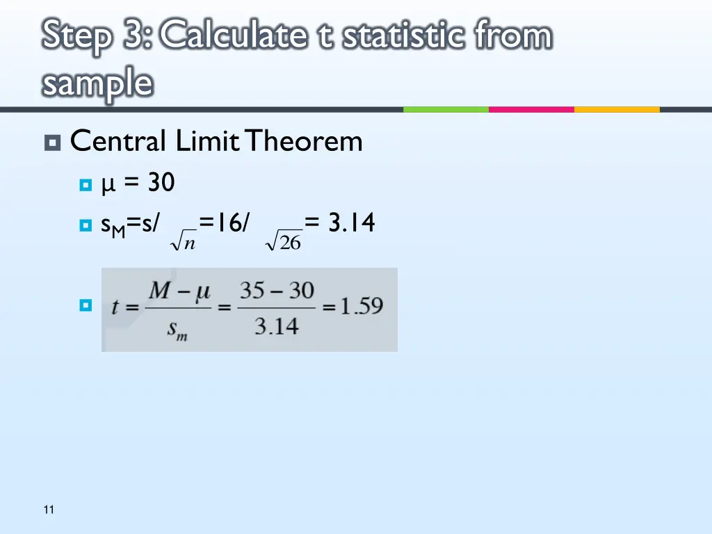 step 3 calculate t statistic from sample