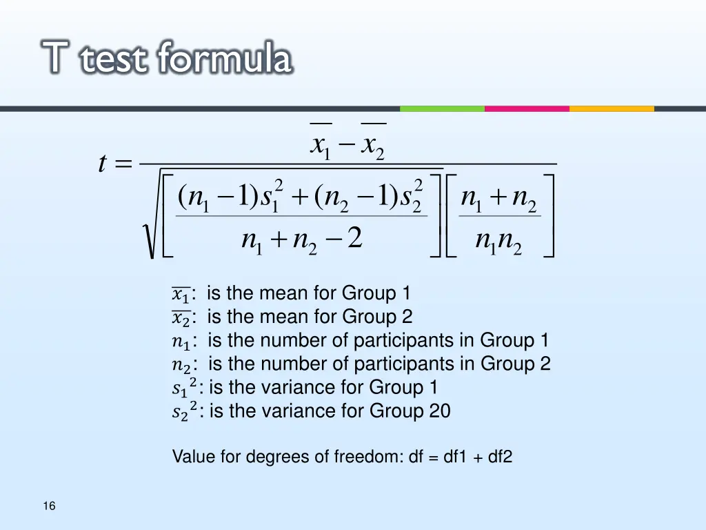 t test formula