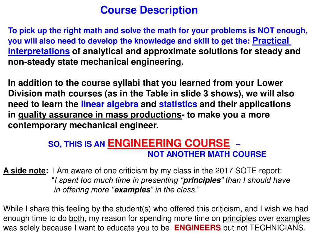 course description