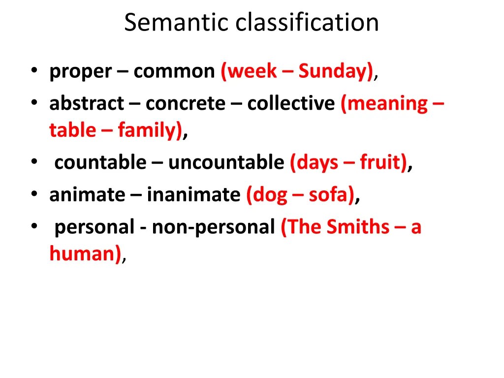 semantic classification