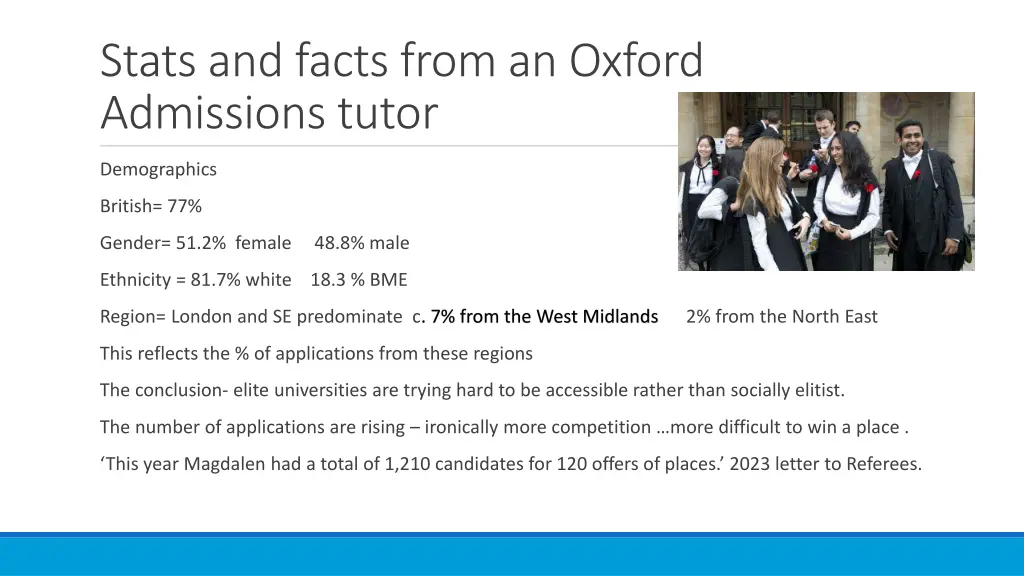 stats and facts from an oxford admissions tutor