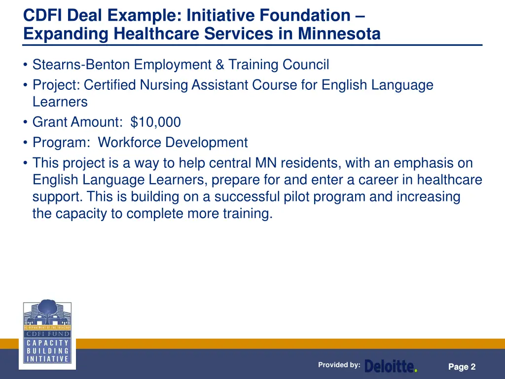 cdfi deal example initiative foundation expanding