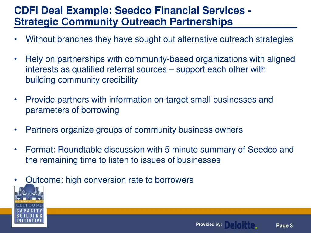 cdfi deal example seedco financial services