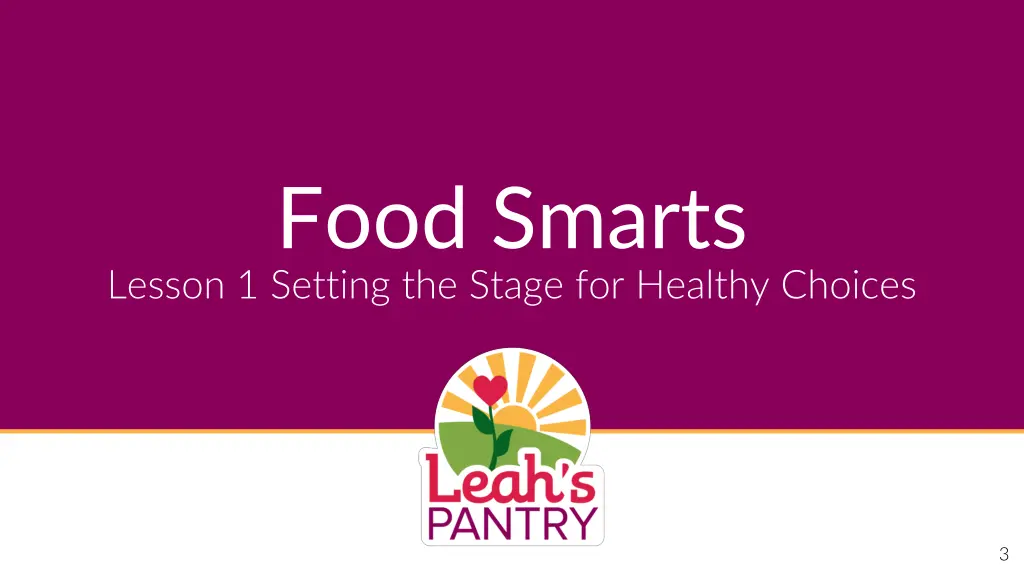 food smarts lesson 1 setting the stage