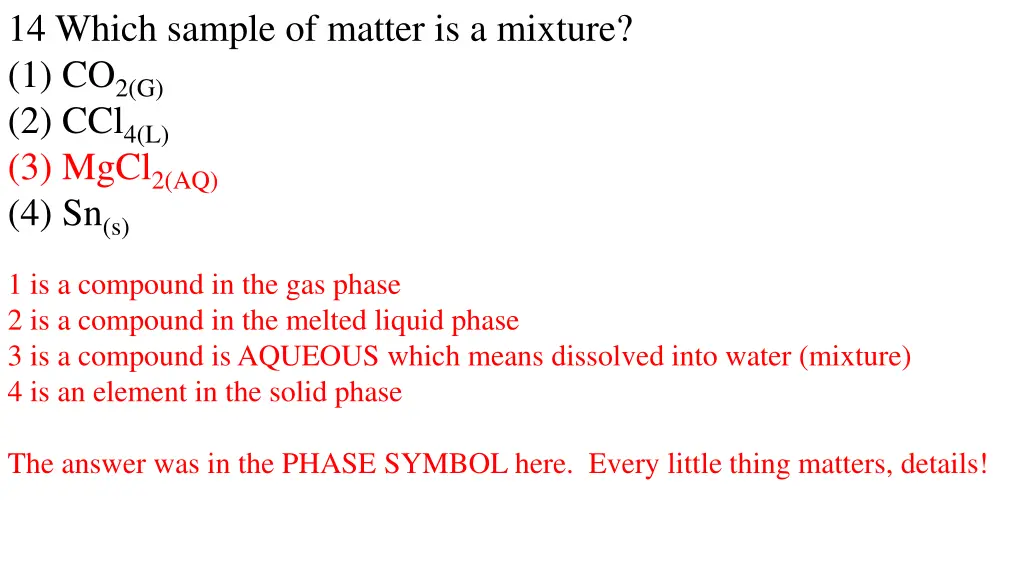 14 which sample of matter is a mixture 1