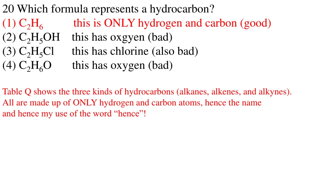 20 which formula represents a hydrocarbon 1