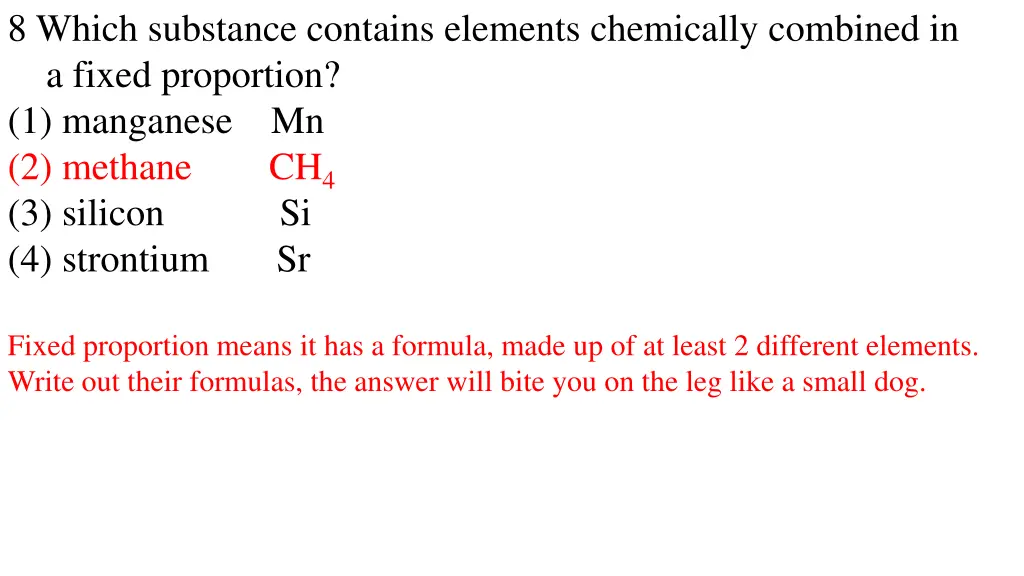 8 which substance contains elements chemically 1