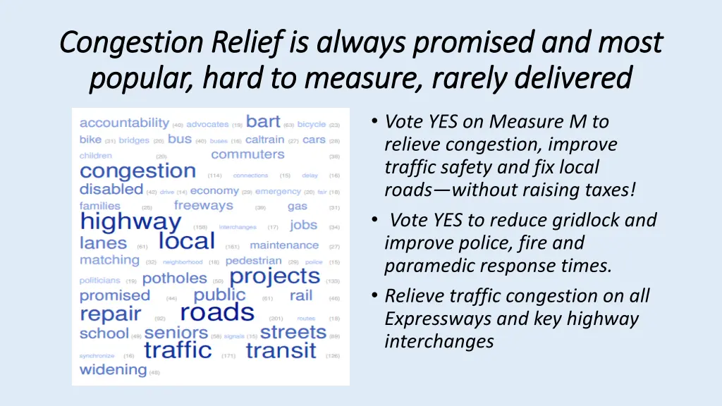 congestion relief is always promised and most