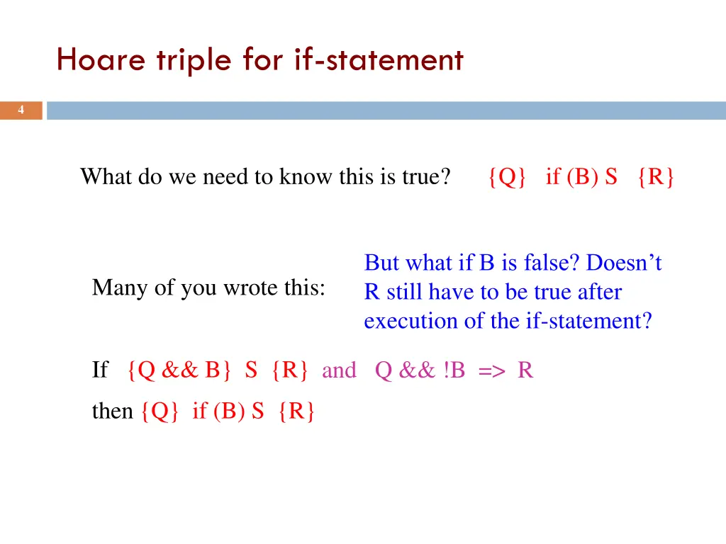 hoare triple for if statement