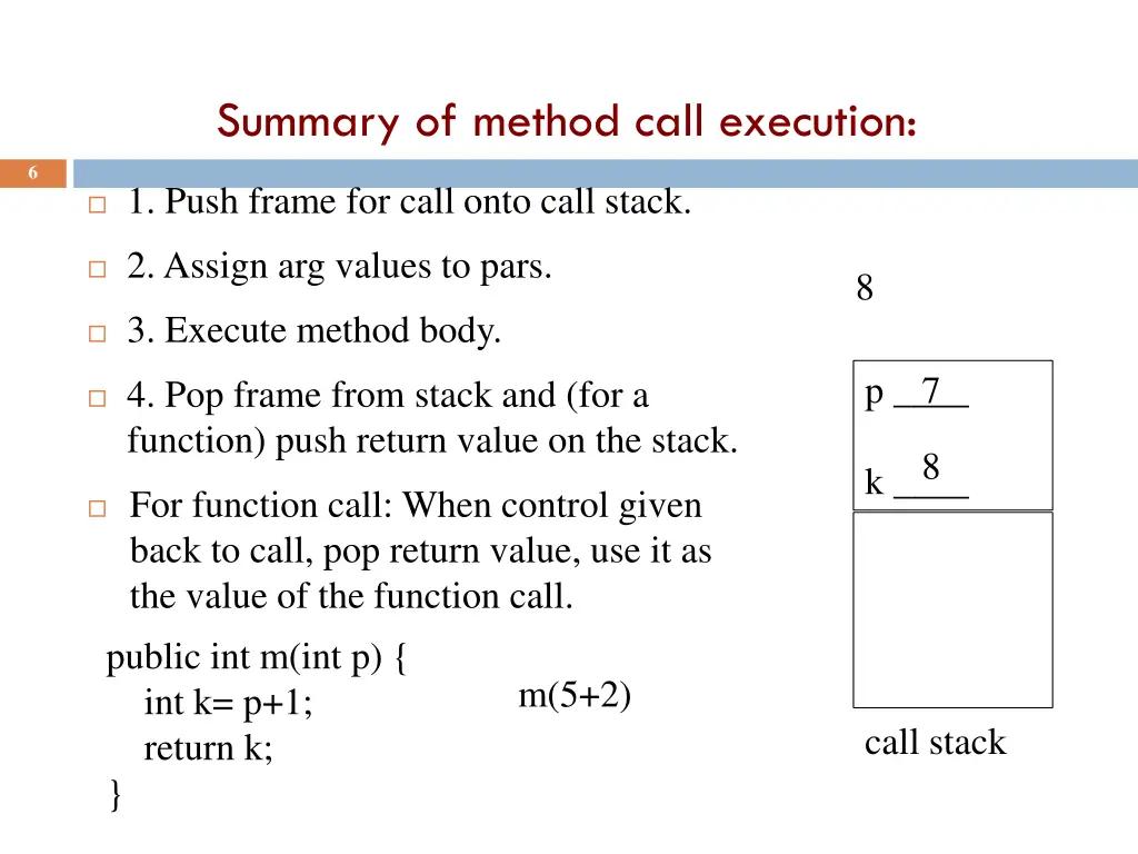 summary of method call execution 1