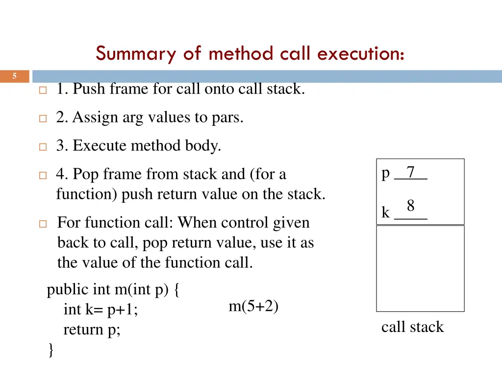 summary of method call execution