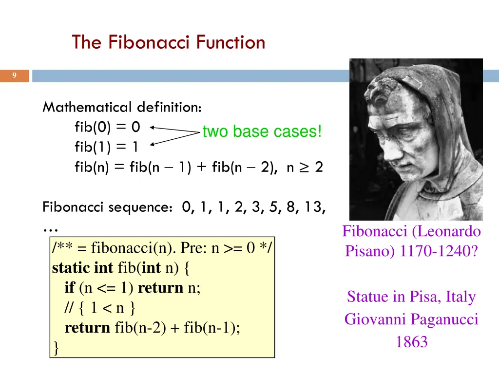 the fibonacci function