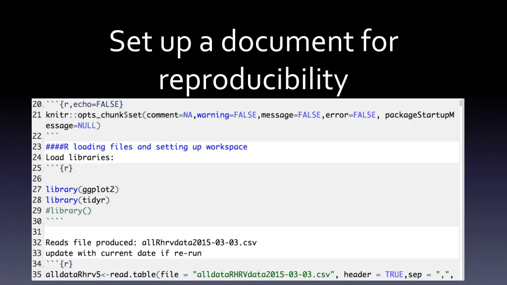 set up a document for reproducibility