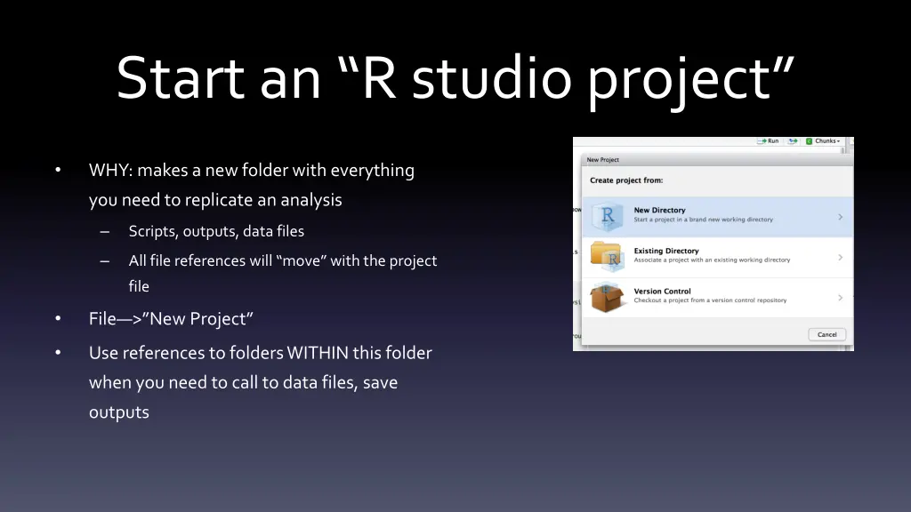 start an r studio project