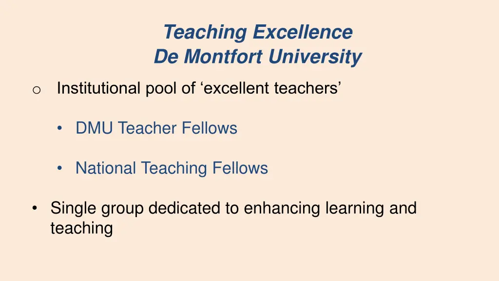 teaching excellence de montfort university