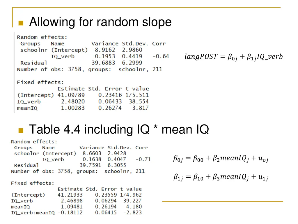 allowing for random slope