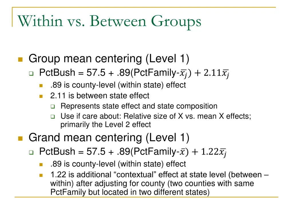 within vs between groups