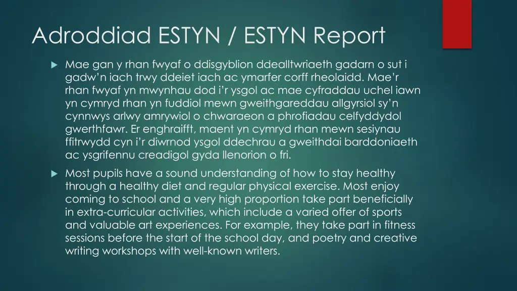 adroddiad estyn estyn report 1