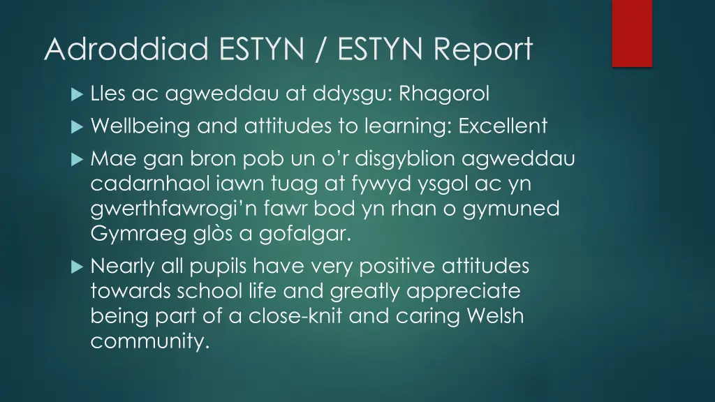 adroddiad estyn estyn report