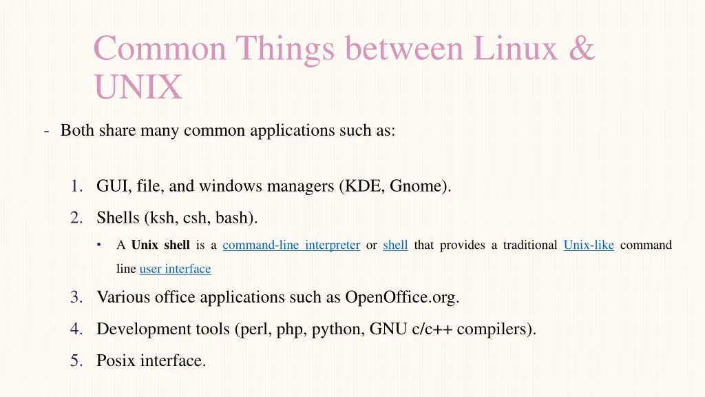 common things between linux unix