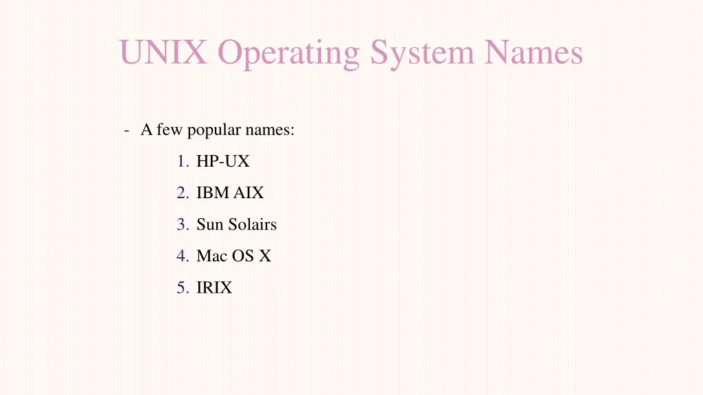 unix operating system names