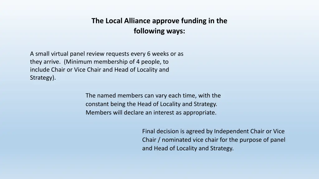 the local alliance approve funding