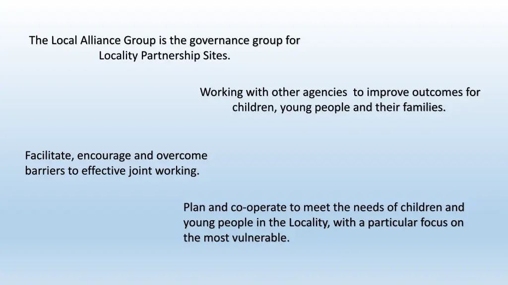 the local alliance group is the governance group