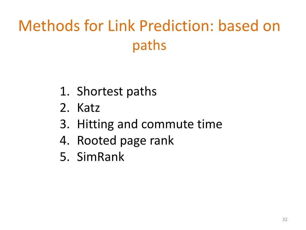 methods for link prediction based on paths