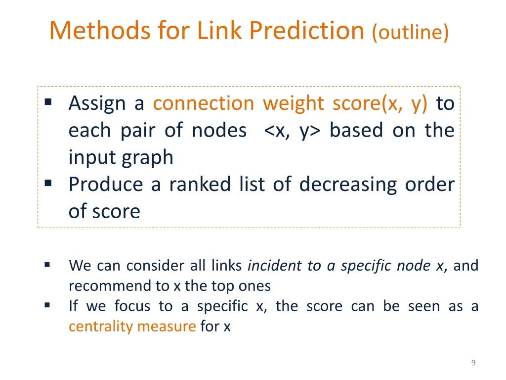 methods for link prediction outline