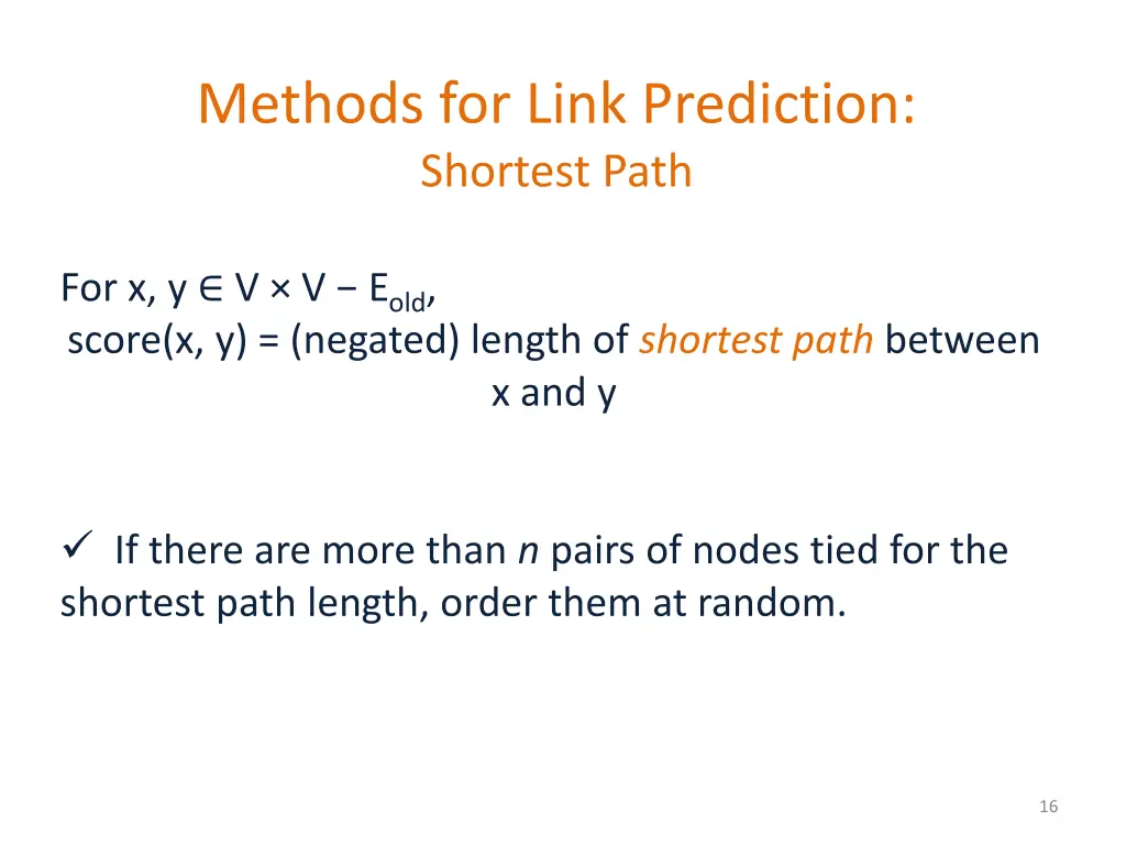 methods for link prediction shortest path