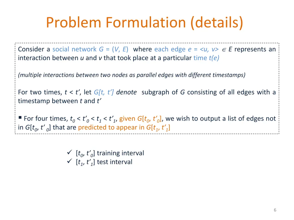 problem formulation details