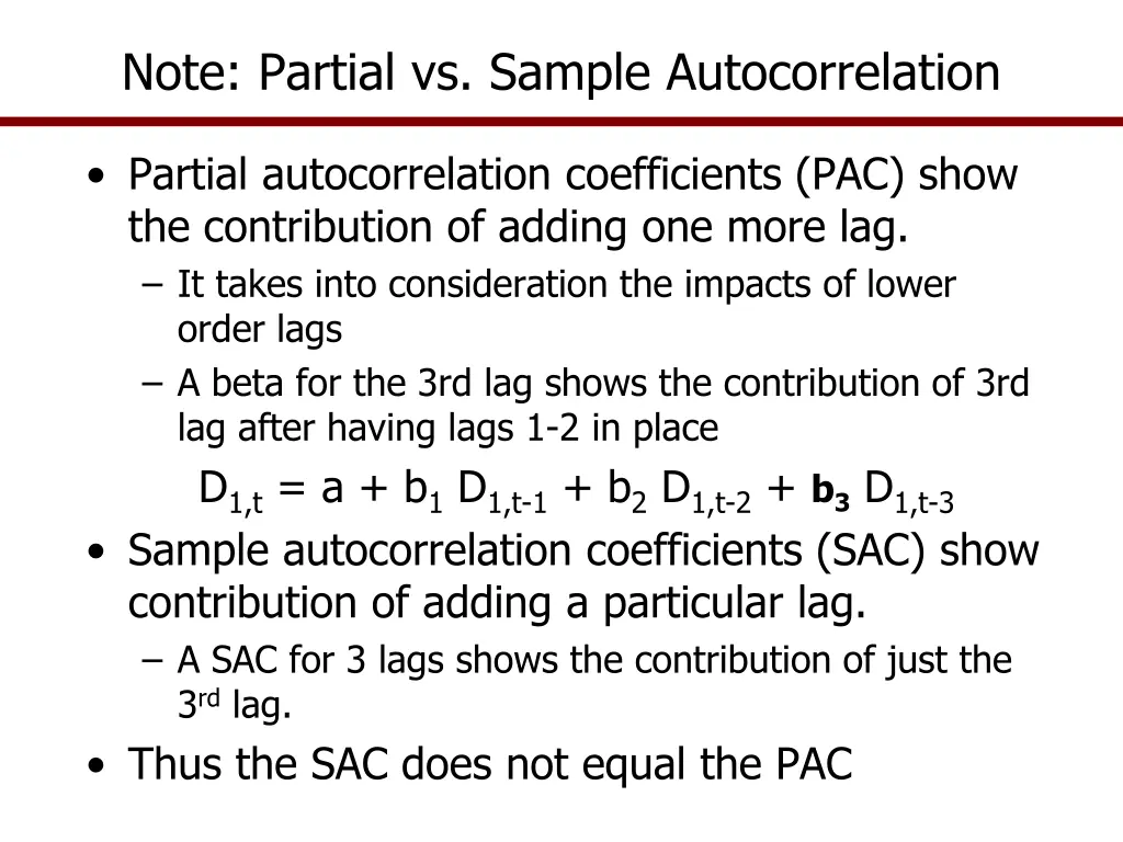 note partial vs sample autocorrelation