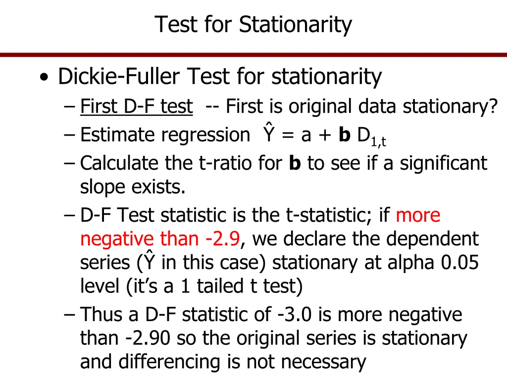 test for stationarity