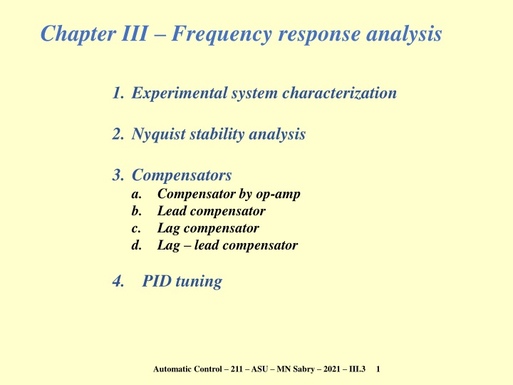 chapter iii frequency response analysis