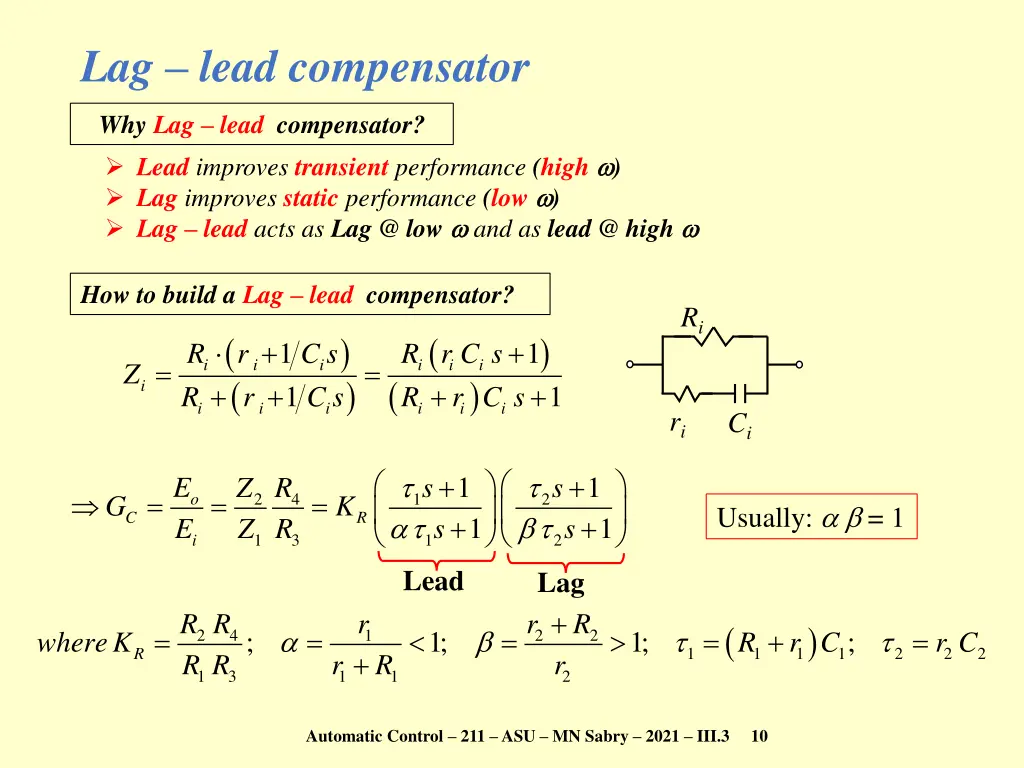 lag lead compensator