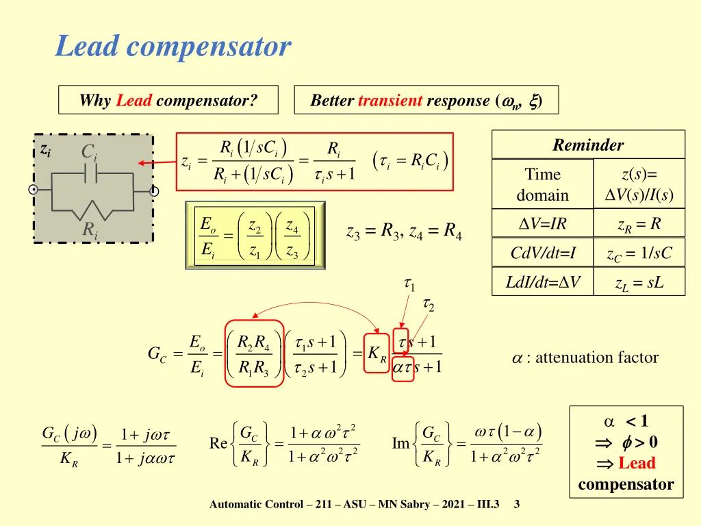 lead compensator