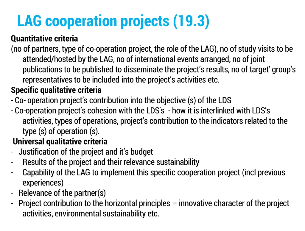 lag cooperation projects 19 3 1